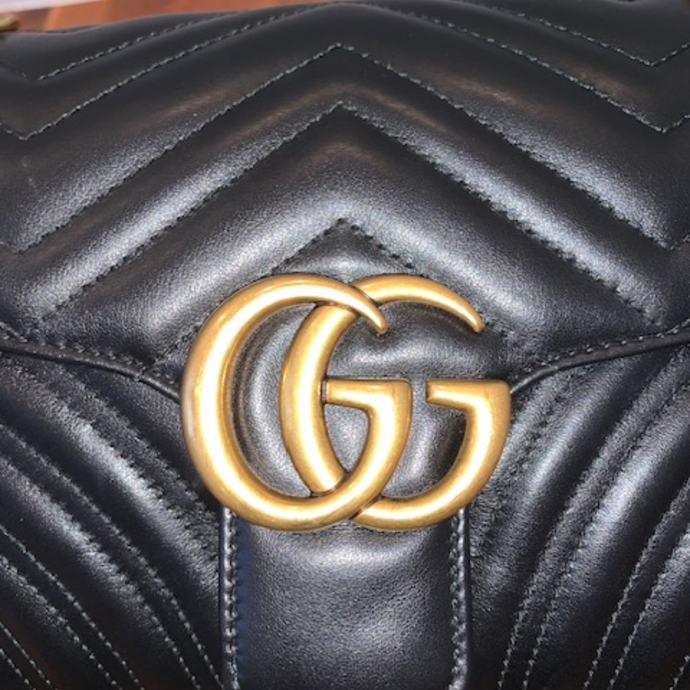 GUCCI  Calfskin Matelasse Small GG Marmont Shoulder Bag Black - Picture 5 of 10